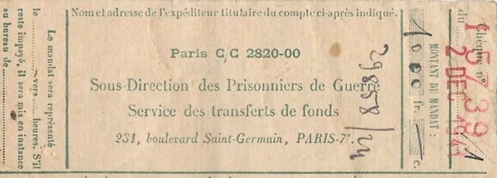 Paris Sous-Direction des Prisonniers de Guerre 1941 documents anciens affiches paris sous direction des prisonniers de guerre 1941