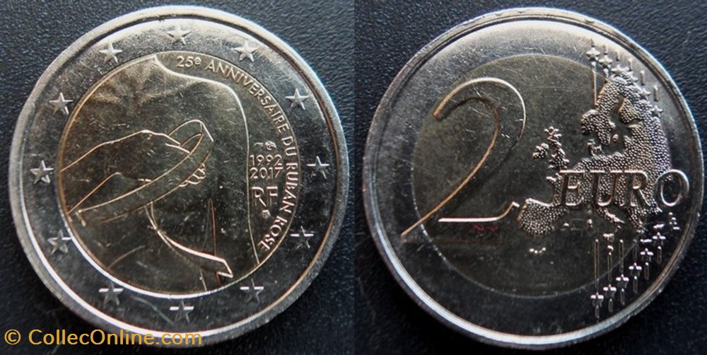 monnaies monde france 2 euros 2017 ruban rose
