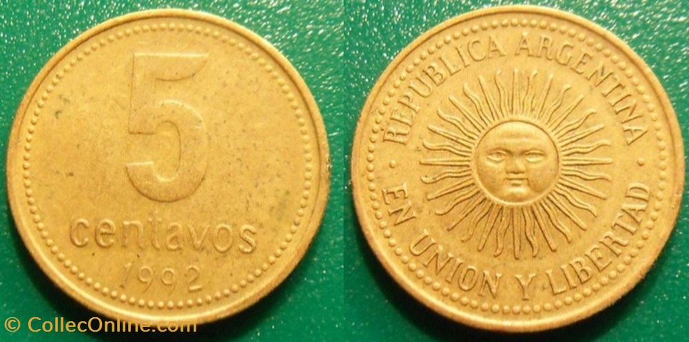 5 Centavos 1992 monnaie monde argentine 5 centavos 1992