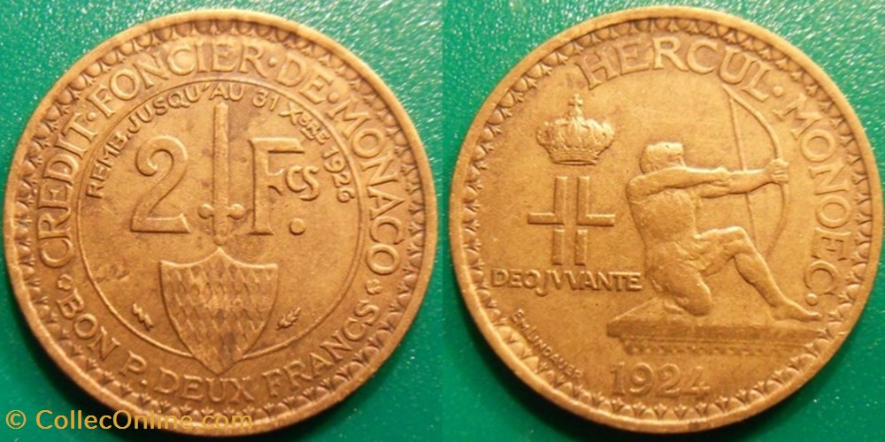 2 Francs 1924 Louis II monnaie monde monaco 2 francs 1924 louis ii
