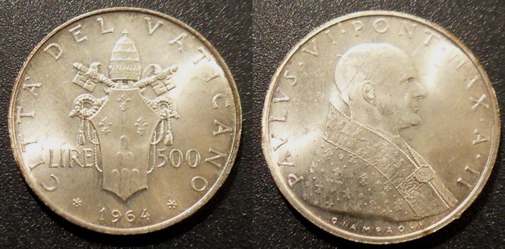 Vatican 500 Lires 1964 Paul VI monnaies vatican 500 lires 1964 paul vi