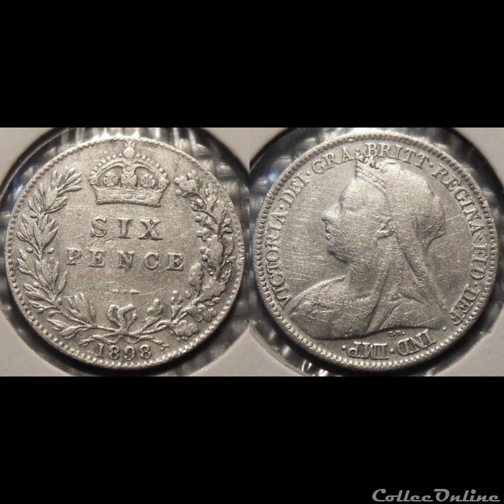 Grande Bretagne 6 Pence 1898 monnaie antique romaine grande bretagne 6 pence 1898