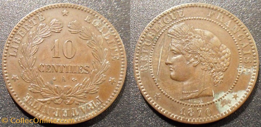 J-Troisième République 10 Centimes Céres 1870 A monnaies monde france j troisieme republique 10 centimes ceres 1870 a