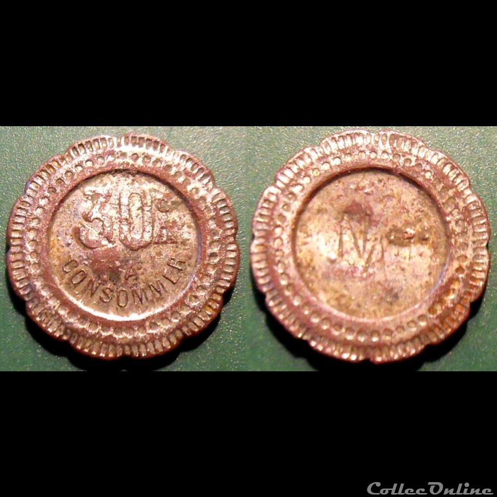 f- Jeton à consommer 30 C monnaie mereaux f jeton a consommer 30 c
