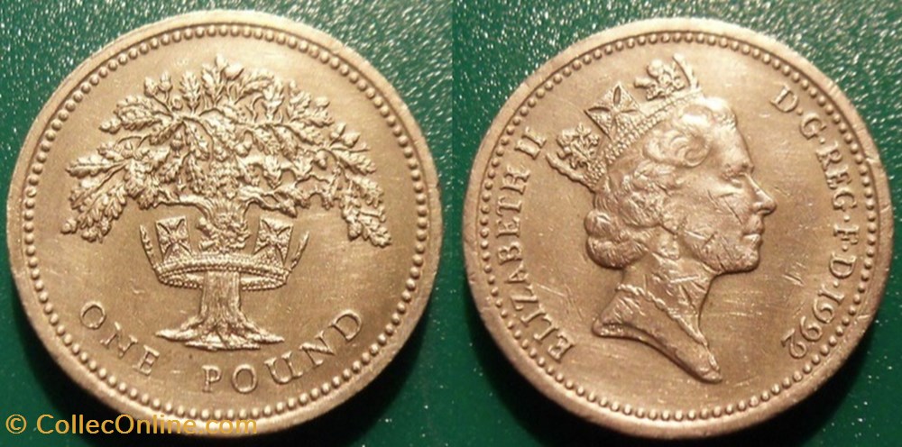 1 Pound 1992 Chêne anglais monnaie monde royaume uni 1 pound 1992 chene anglais
