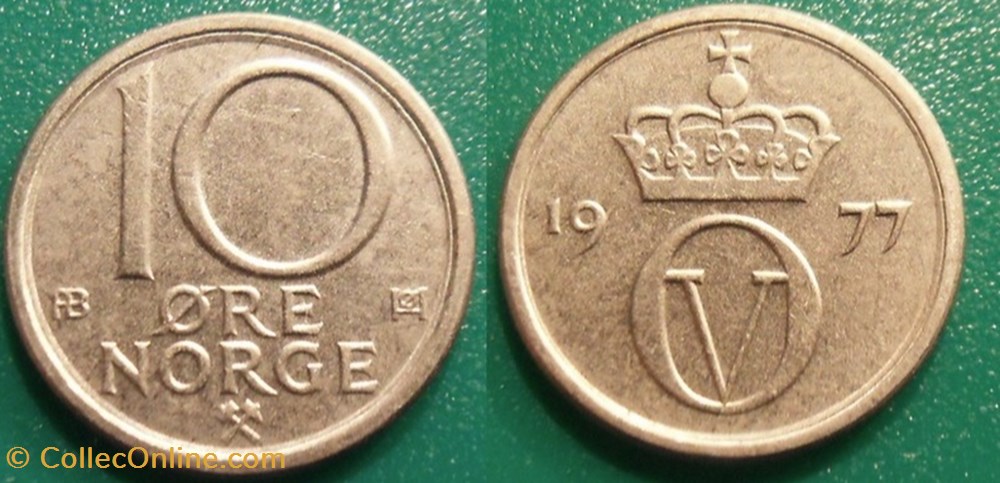 10 Ore 1977 monnaie monde norvege 10 ore 1977
