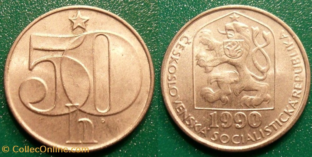 50 Haléru 1990 monnaie monde tchecoslovaquie 50 haleru 1990