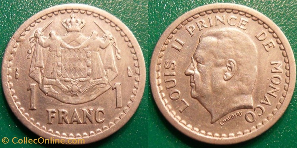 1 Franc (1943) Louis II monnaie monde monaco 1 franc 1943 louis ii