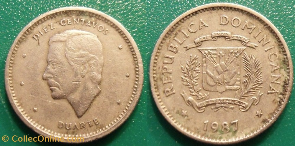 10 Centavos 1987 monnaie monde republique dominicaine 10 centavos 1987