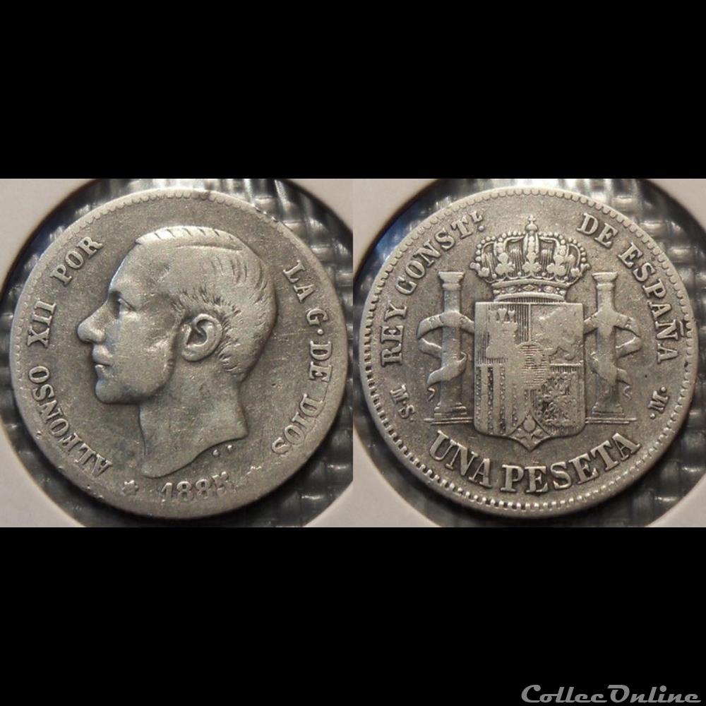 monnaie france moderne espagne 1 peseta 1885