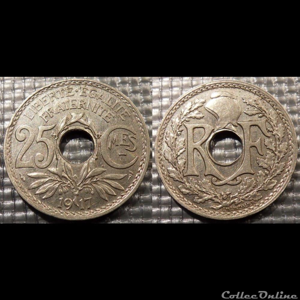 Fc 25 centimes EM Lindauer 1917 24mm 5g monnaie france moderne fc 25 centimes em lindauer 1917 24mm 5g
