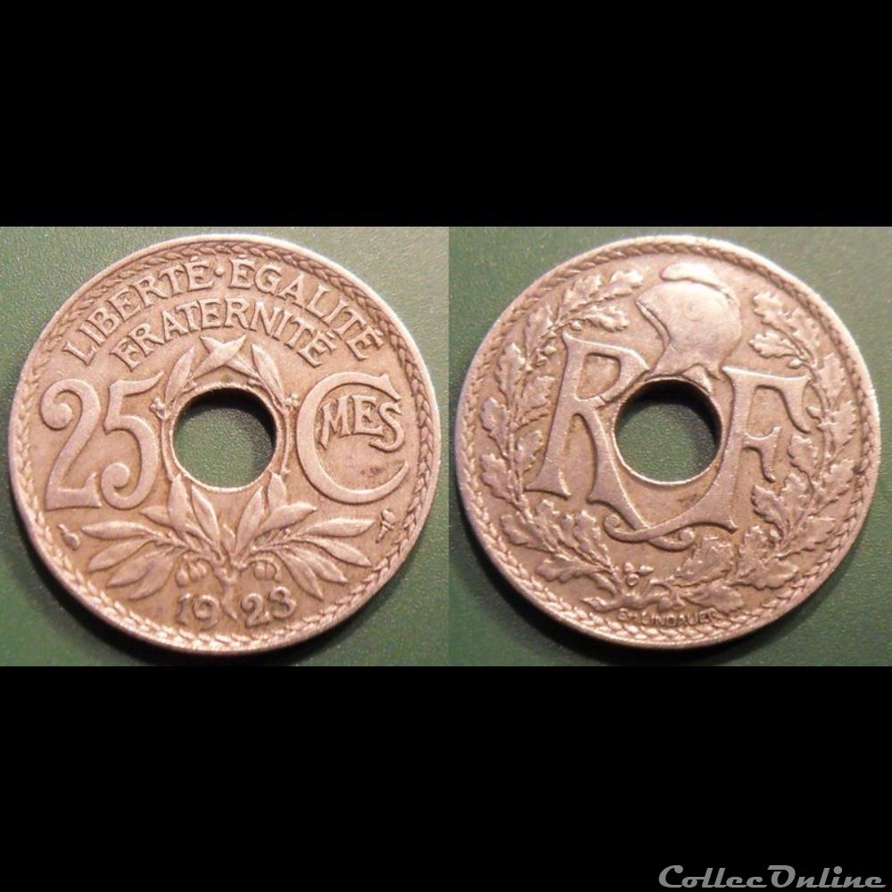 Fd 25 centimes EM Lindauer 1923 24mm 5g décalage Av/Rev 15° monnaie france moderne fd 25 centimes em lindauer 1923 24mm 5g decalage av rev 15