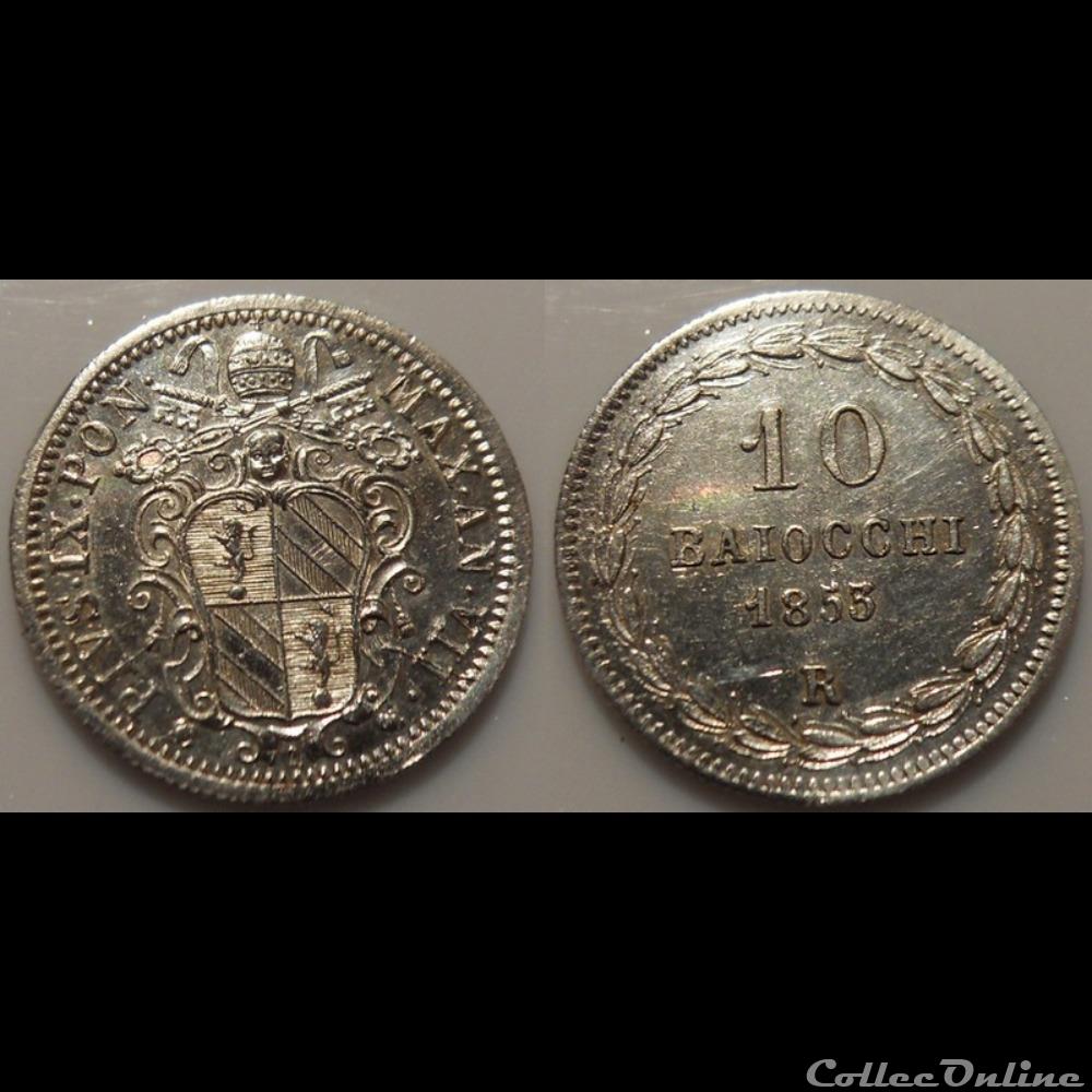 Vatican 10 Baiocchi 1853 monnaie jeton mereaux moderne vatican 10 baiocchi 1853