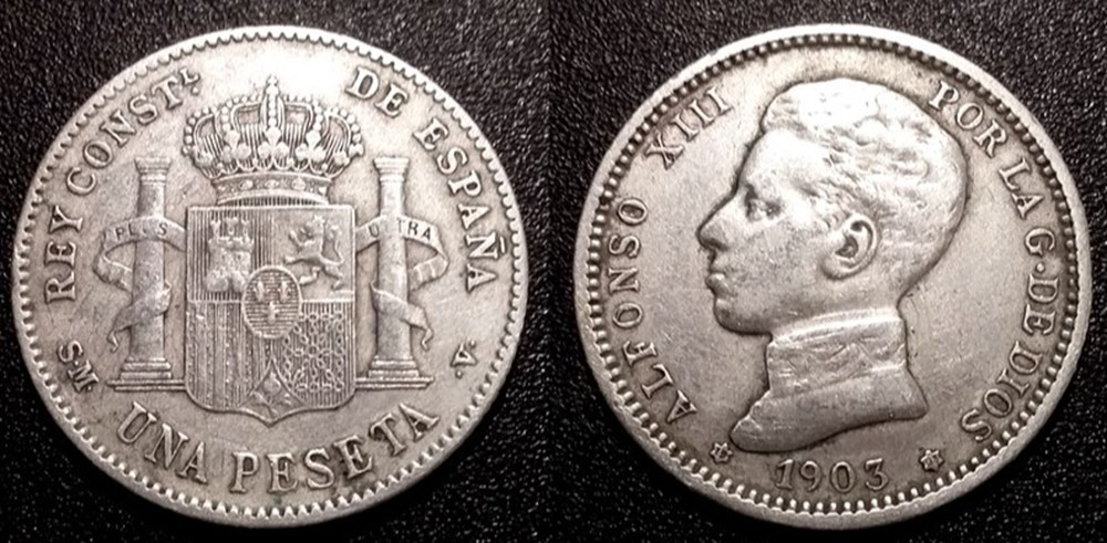 Espagne 1 peseta 1903 monnaies espagne 1 peseta 1903
