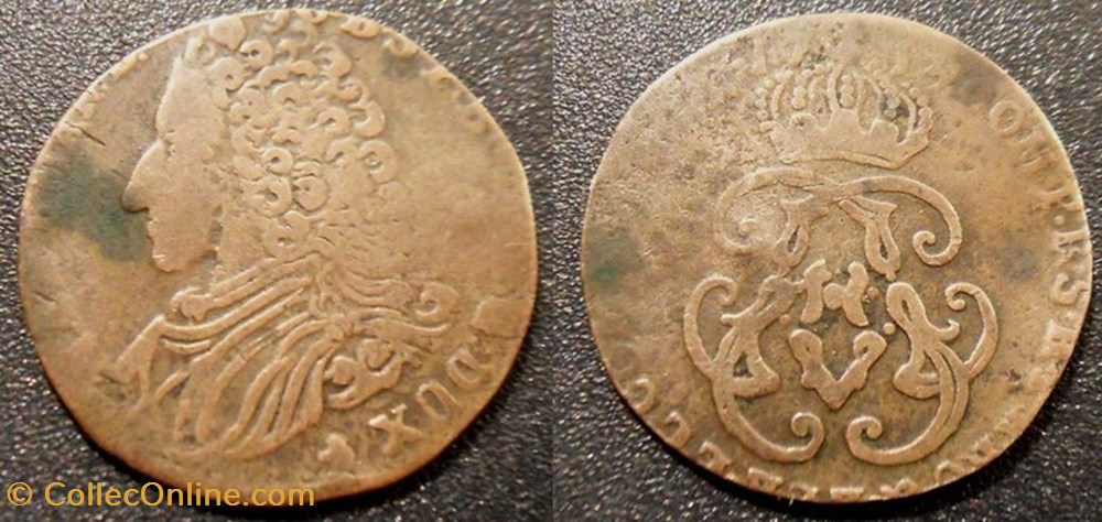 Belgique - Maximilien II Emmanuel de Bavière - 1 Liard 1713 monnaies monde belgique maximilien ii emmanuel de baviere 1 liard 1713
