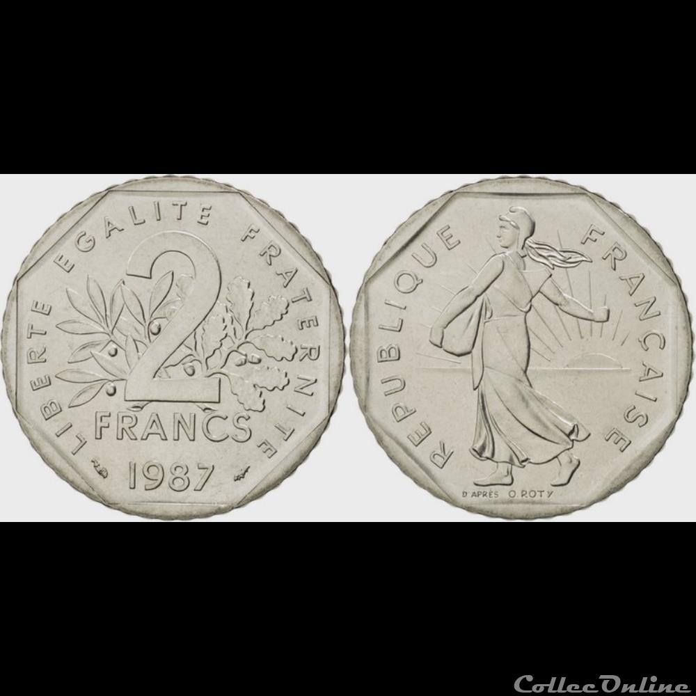 Jg 2 francs semeuse 1987 26.5mm 7.5g monnaie france moderne jg 2 francs semeuse 1987 26 5mm 7 5g
