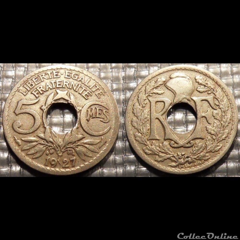 monnaie france moderne cc 5 centimes em lindauer 1927 17mm 2g