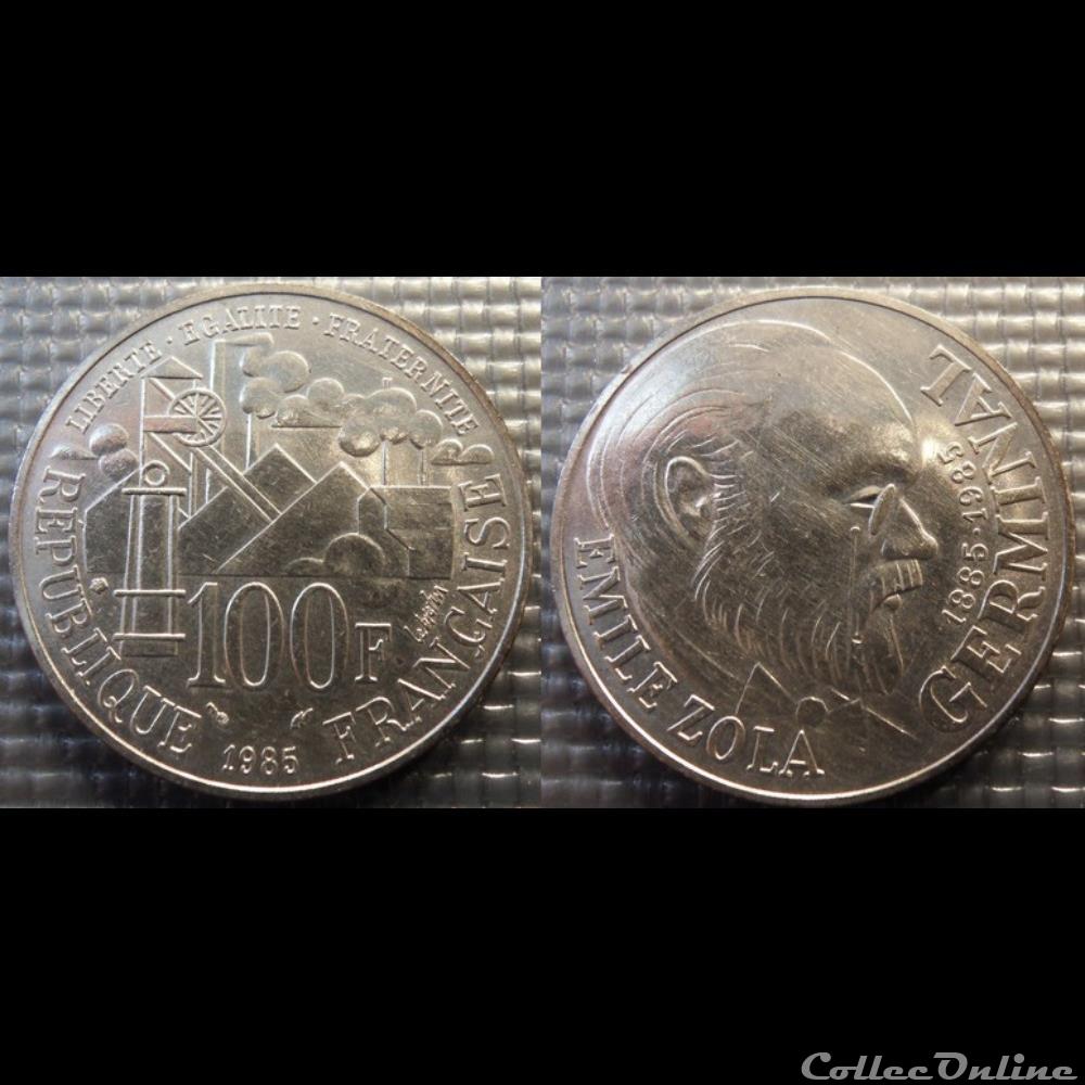 Od 100 francs Emile Zola 1985 31mm 15g monnaie france moderne od 100 francs emile zola 1985 31mm 15g