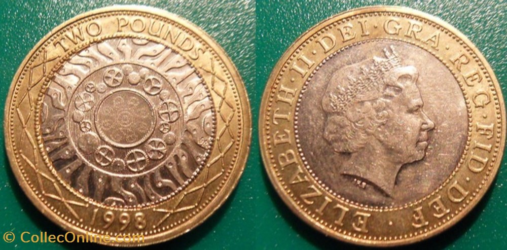 2 Pounds 1998 Coins World United Kingdom Metal Nickel Brass 2 Pounds 1998 Coins World United Kingdom Metal Nickel Brass