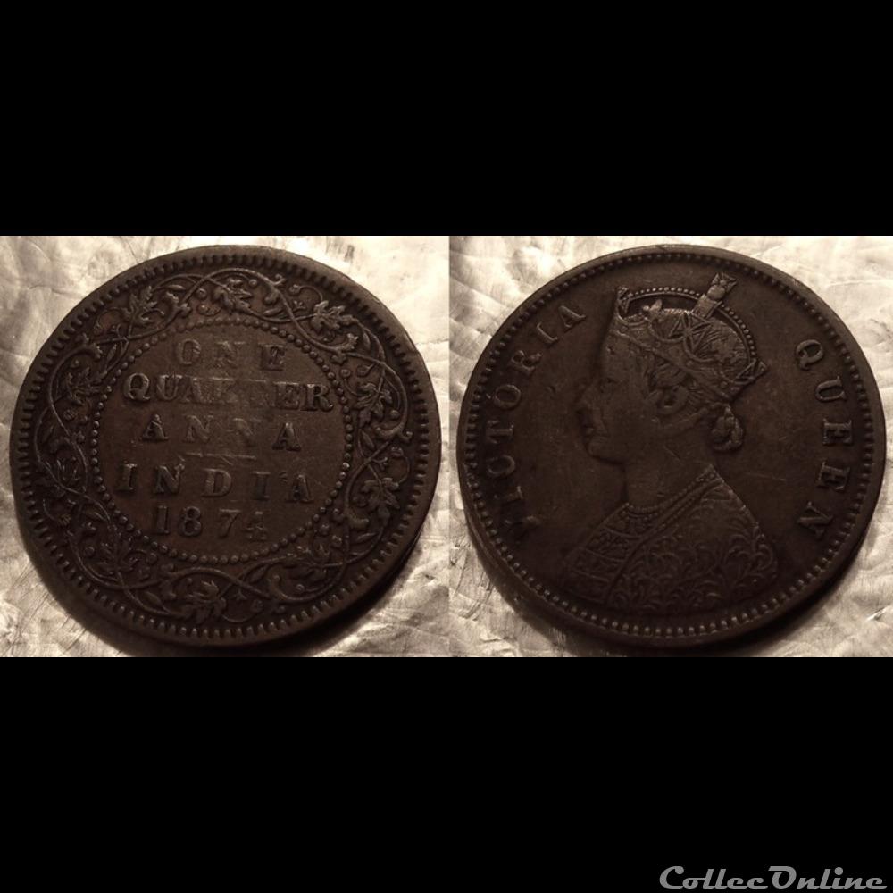 India 1/4 Anna 1874 monnaie monde india 1 4 anna 1874