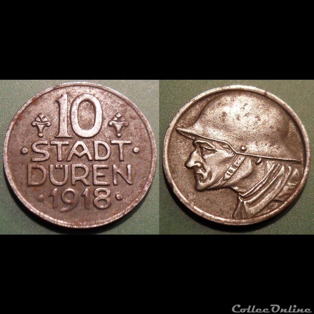 monnaie jeton mereaux q mn etr germany duren 10 pfennig 1918