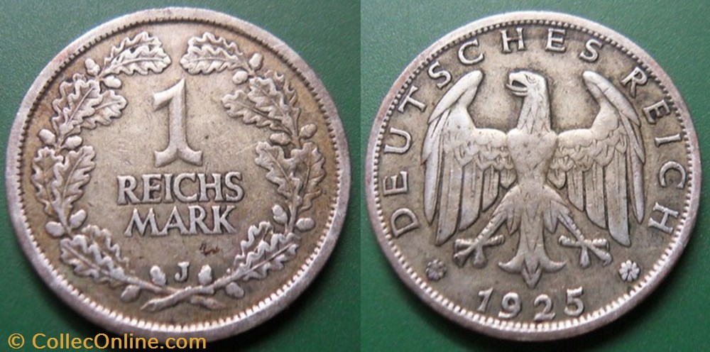 Germany 1 Reichsmark 1925 J monnaie monde allemagne germany 1 reichsmark 1925 j