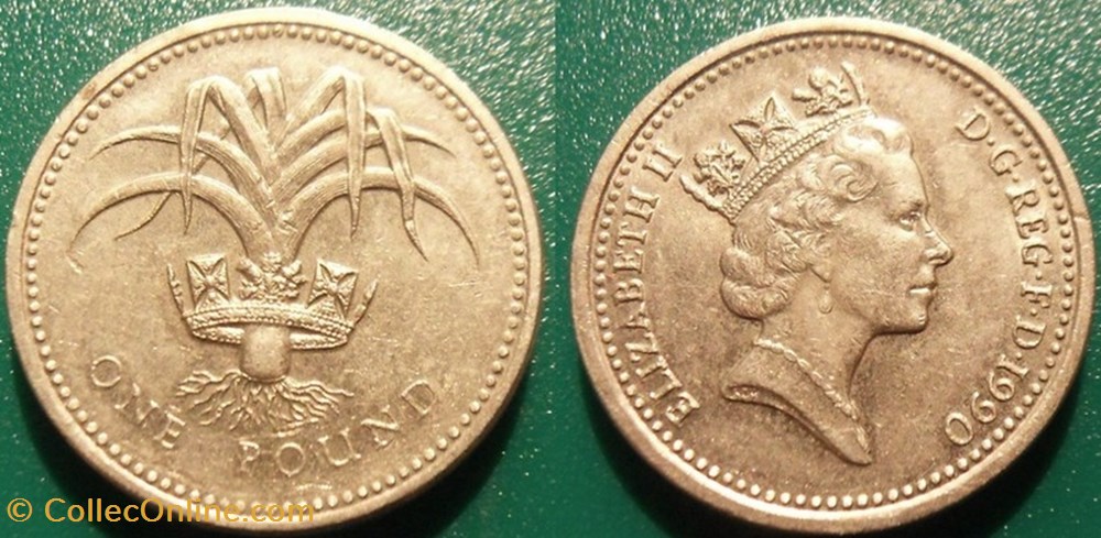 1 Pound 1990 Poireau gallois monnaie monde royaume uni 1 pound 1990 poireau gallois