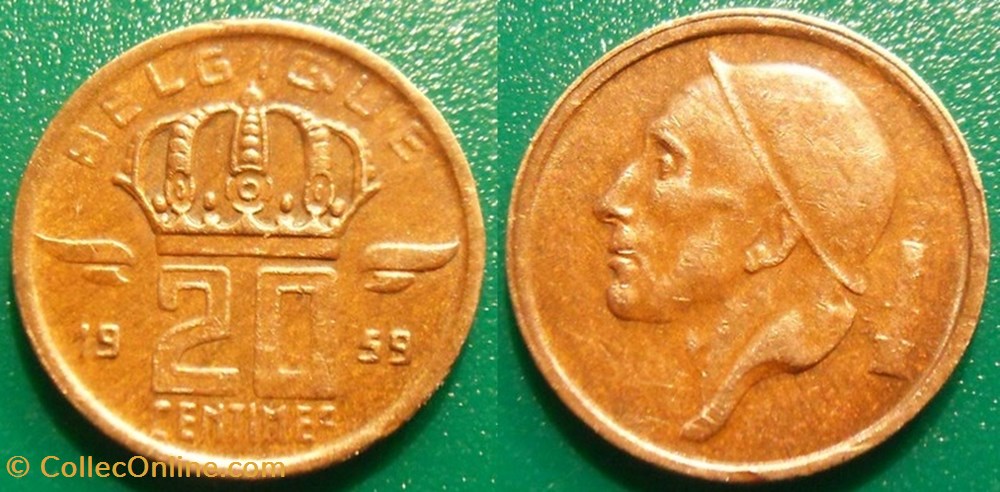 20 Centimes 1959 Belgique monnaie monde 20 centimes 1959 belgique