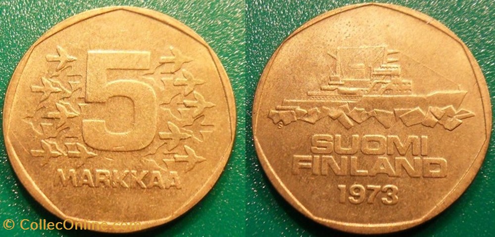 monnaie monde finlande 5 markkaa 1973