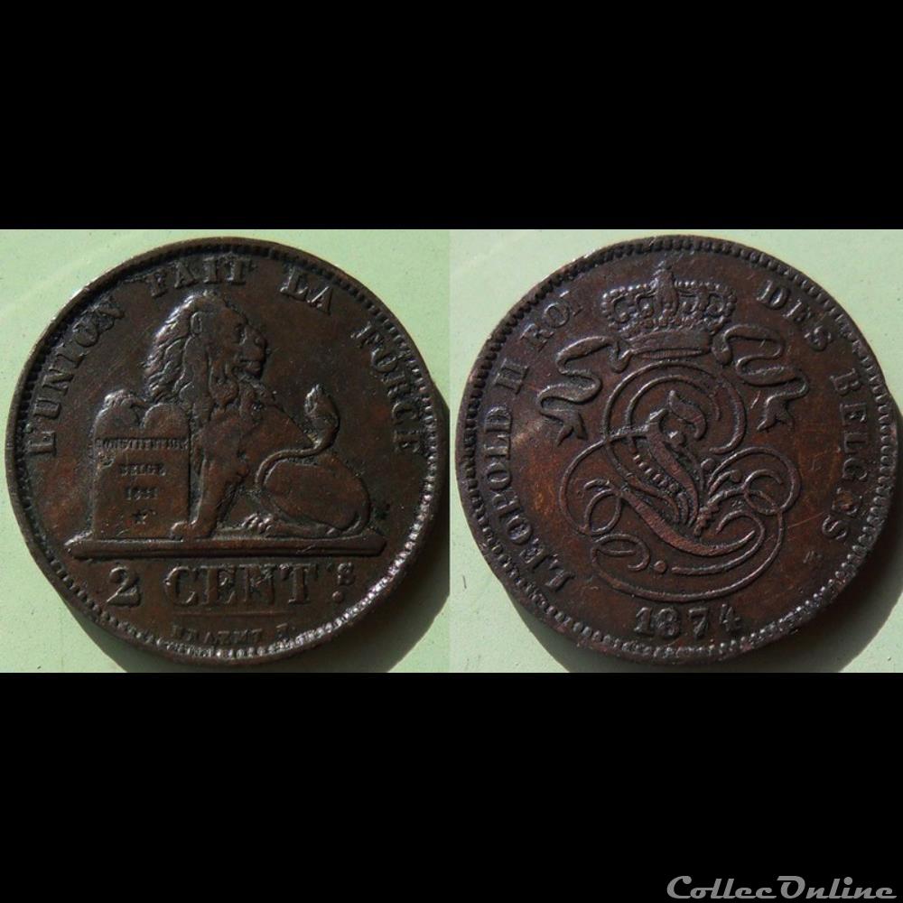 Belgique 2 Centimes 1874 monnaie monde belgique 2 centimes 1874