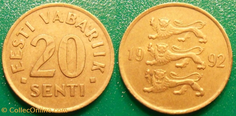 20 Senti 1992 monnaie monde estonie 20 senti 1992