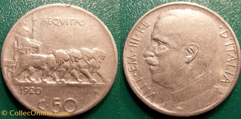 Italie 50 Centésimi 1920 R monnaie monde italie 50 centesimi 1920 r