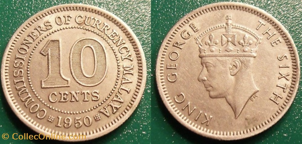 monnaie monde malaisie 10 cent 1950 malaya