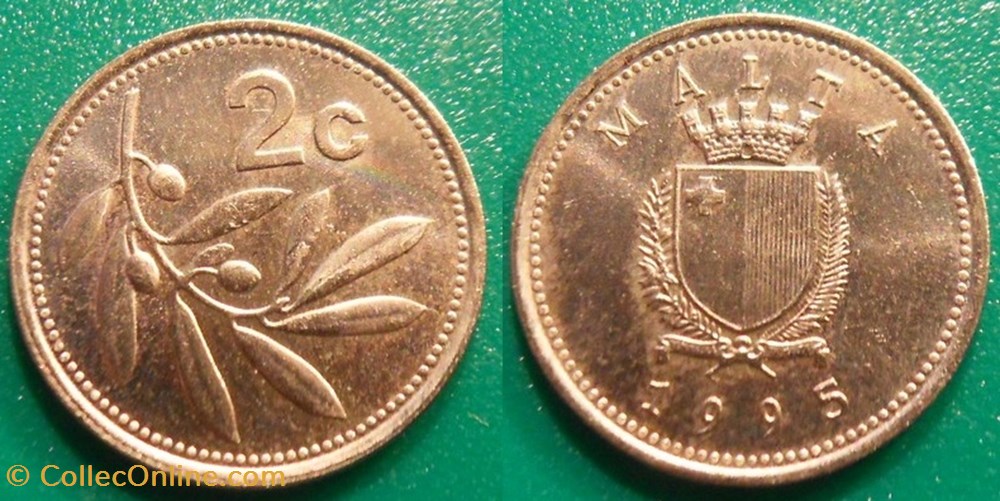 2 Cents 1995 monnaie monde malte 2 cents 1995