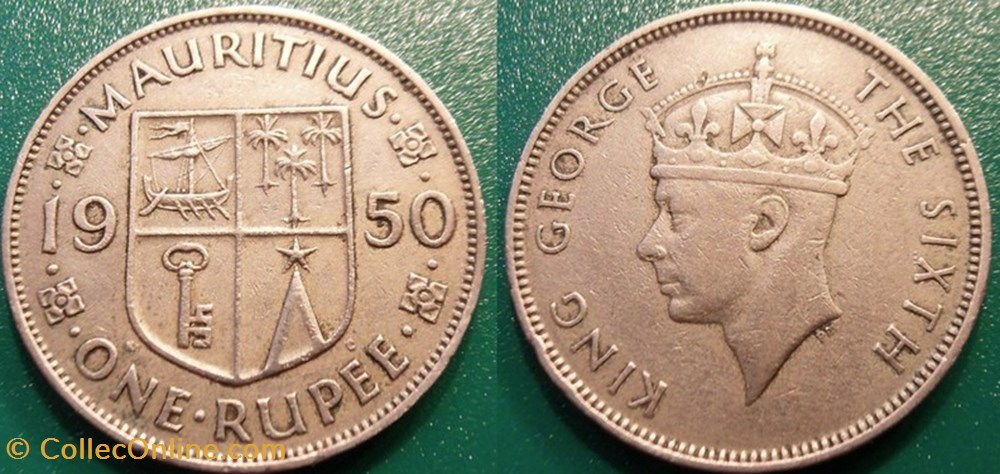 1 Roupie 1950 monnaie monde maurice 1 roupie 1950
