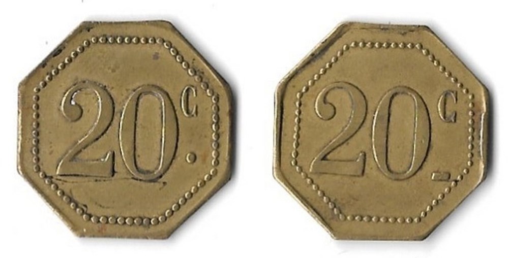 i- Jeton anonyme 20c. monnaies paranumismatique jetons poids i jeton anonyme 20c