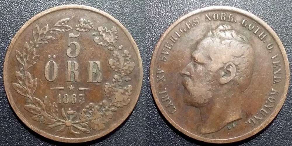 Suède 5 Ore 1863 monnaies monde suede 5 ore 1863