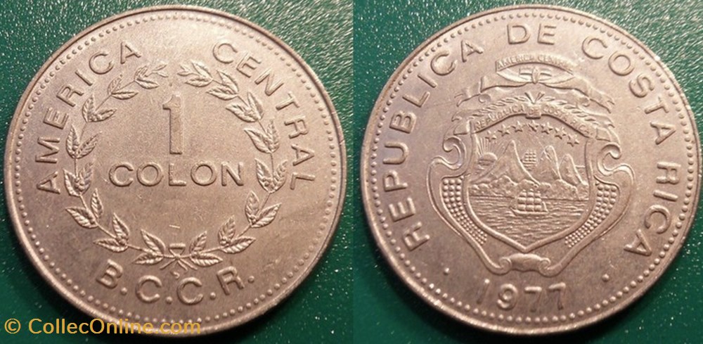 1 Colon 1977 monnaie monde costum rica 1 colon 1977