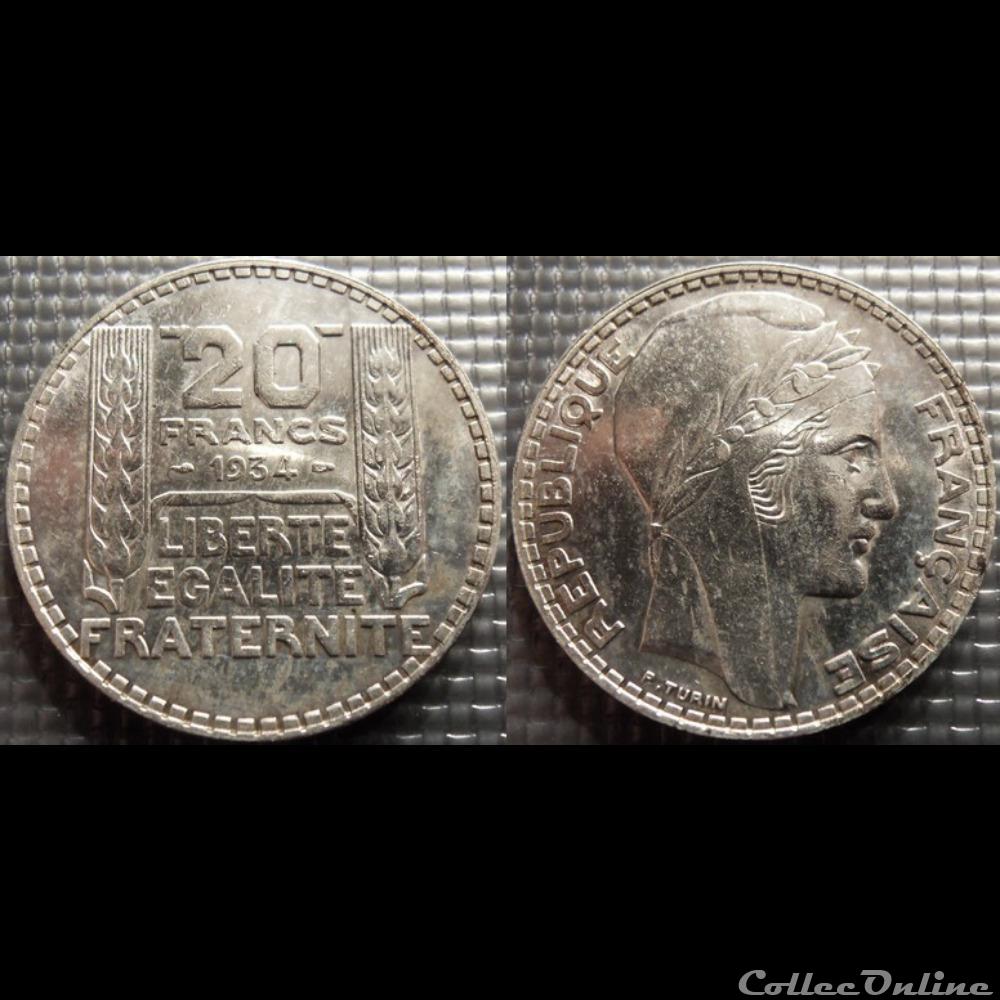 monnaie france moderne ma 20 francs turin 1934 35mm 20g