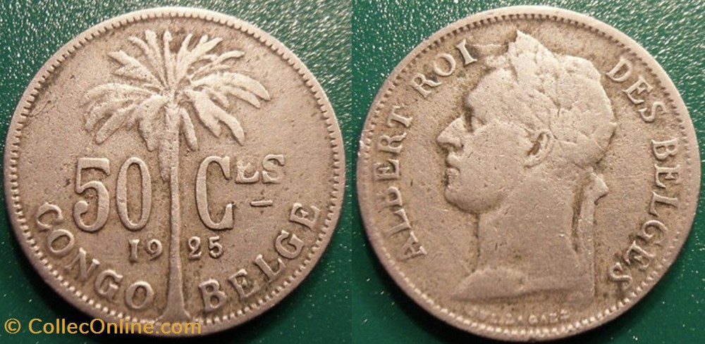 50 Centimes 1925 (Congo Belge) monnaie monde 50 centimes 1925 congo belge