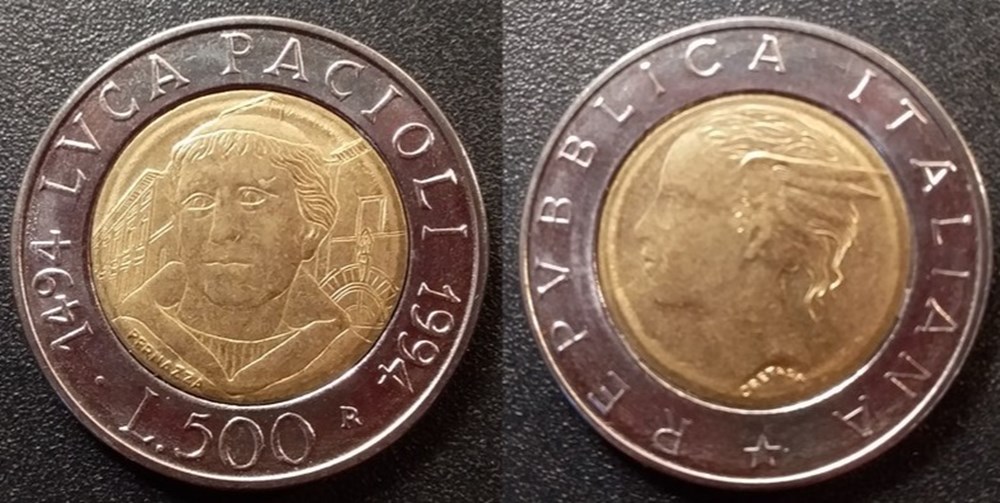500 Lires 1994 Luca Pacioli monnaies monde italie 500 lires 1994 luca pacioli