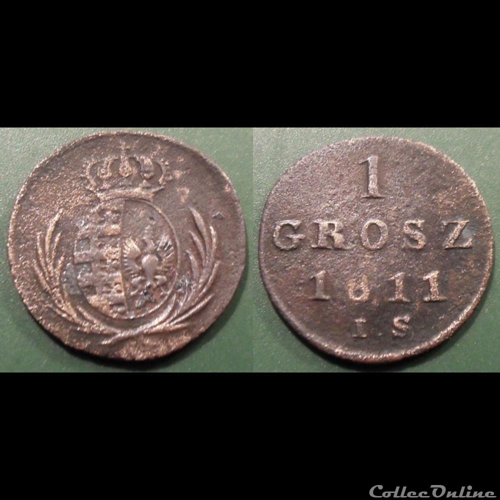Pologne 1 Grosz 1811 IS Duché de Varsovie monnaie monde pologne 1 grosz 1811 is duche de varsovie