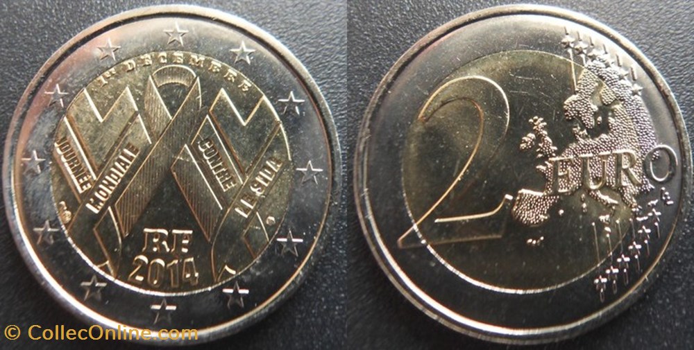 monnaies monde france 2 euros 2014 sidaction