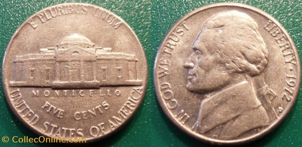 monnaie monde etat uni 5 cents 1972 d