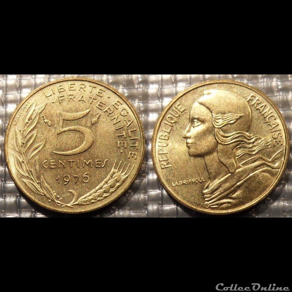 Cf 5 centimes Marianne 1976 17mm 2g monnaie france moderne cf 5 centimes marianne 1976 17mm 2g