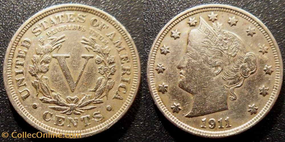 USA 5 Cents 1911 monnaies monde etats unis usa 5 cents 1911
