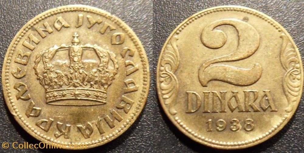 2 Dinars 1938 Grande couronne monnaies monde yougoslavie 2 dinars 1938 grande couronne