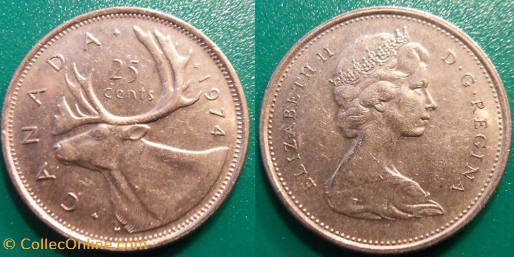 25 Cents 1974 monnaie monde canadum 25 cents 1974