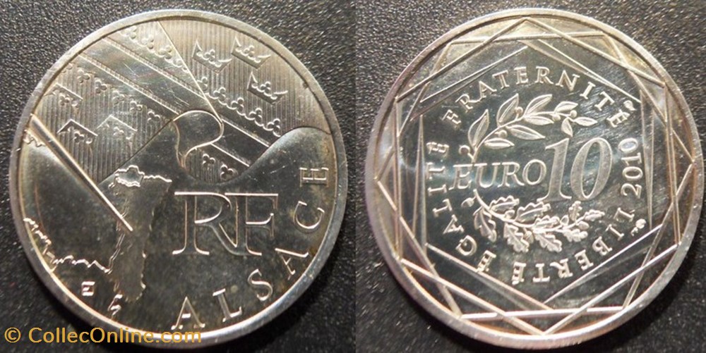 monnaies monde france 10 euros des regions 2010 1er type alsace