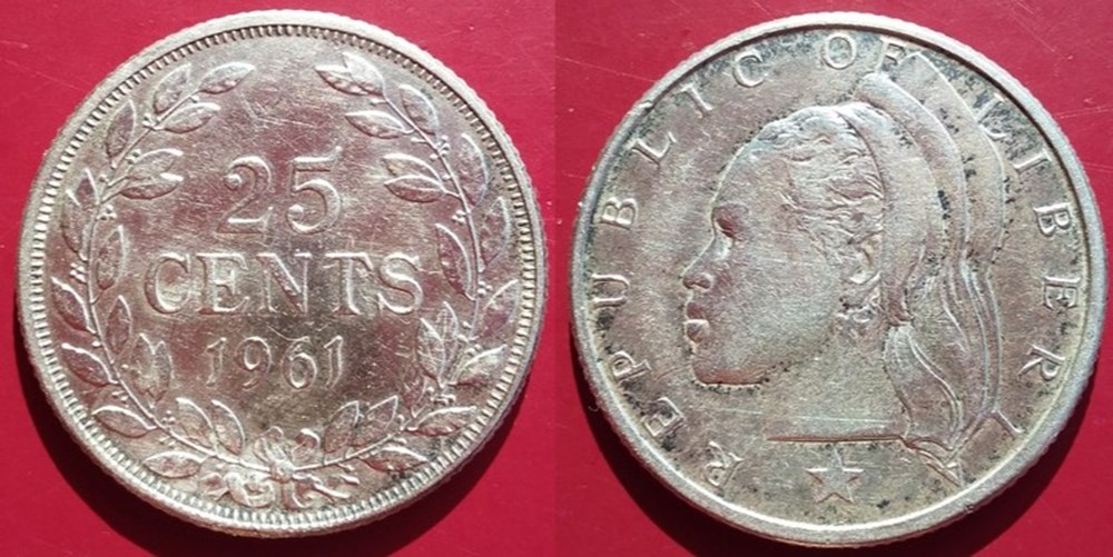Libéria 25 Cents 1961 monnaies liberia 25 cents 1961